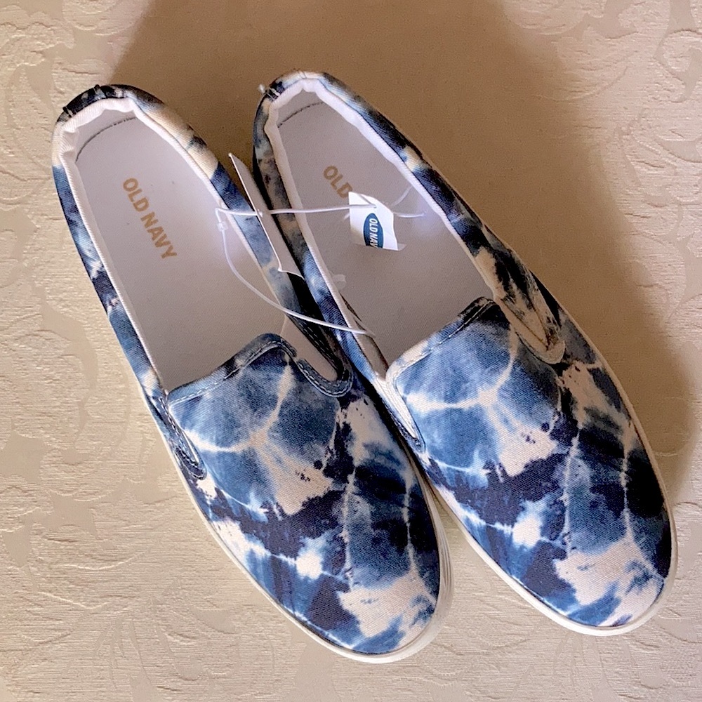 Old Navy Blue Tie Dye Shibori Loafer 7 Memory Foam NWT $28